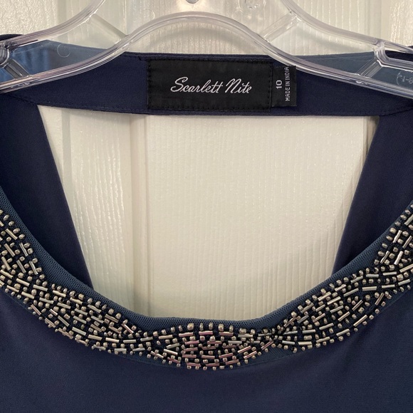 Scarlett Nite Dar Gray Sleeveless With Beaded Neckline Dress Size 10 - Picture 4 of 8